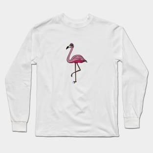 Flamingo Floral, Animal, Tropical Bird Long Sleeve T-Shirt